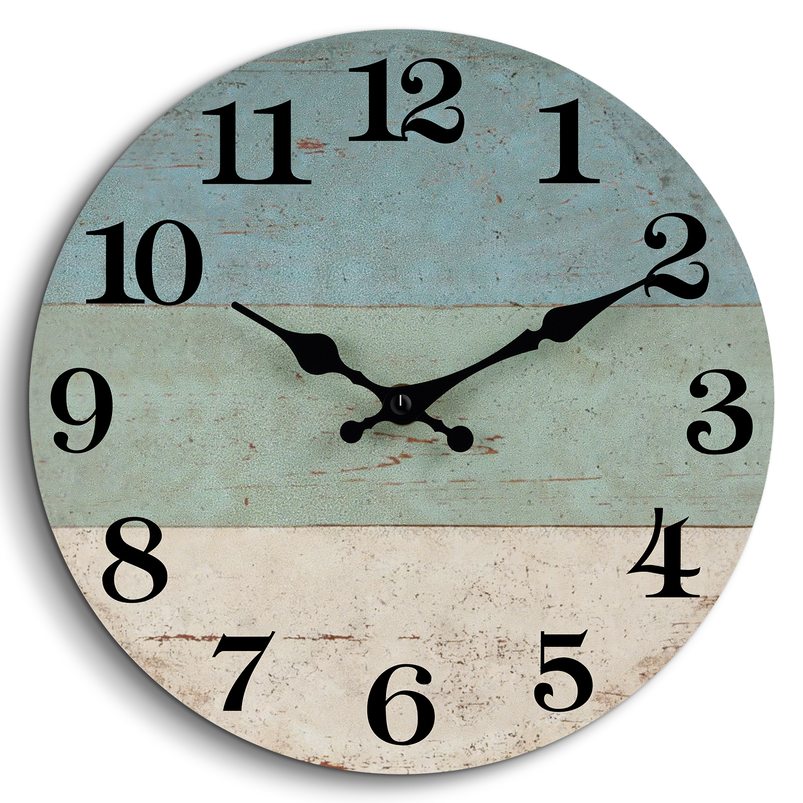 CHYLIN Wall Clock, Silent Wall Clocks Battery Operated Non Ticking, Teal Vintage Coastal Clock Decorative for Bathroom Kitchen Living Room Bedroom Patio(10 Inch)
