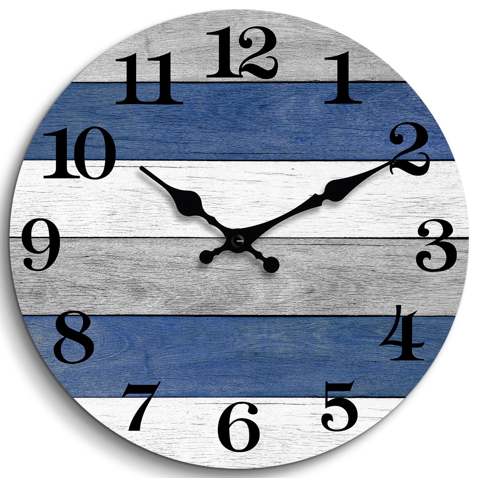 CHYLIN Wall Clock, Silent Wall Clocks Battery Operated Non Ticking, Vintage Retro Blue Clock Decorative for Kitchen Bathroom Living Room Bedroom Office(10 Inch)