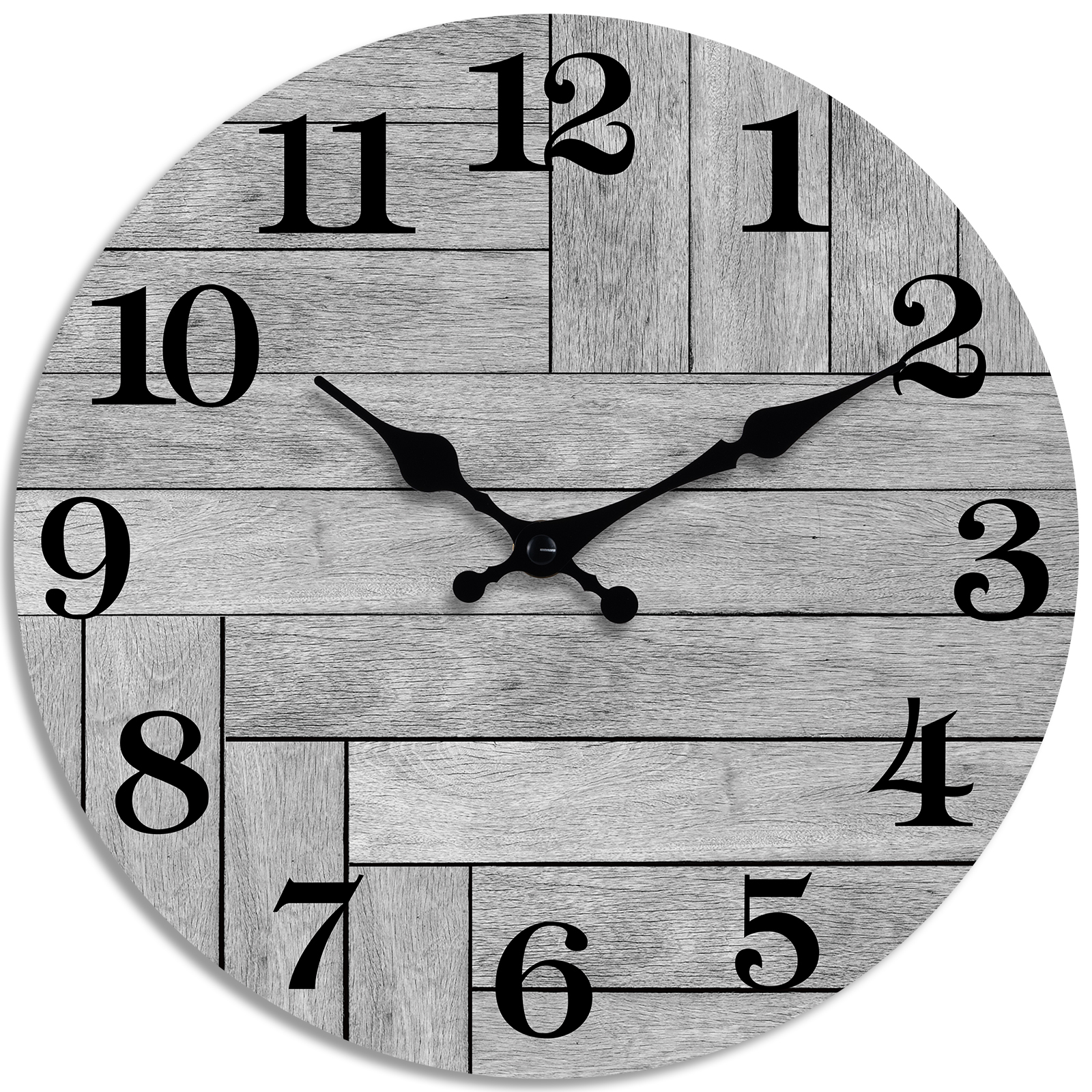 CHYLIN Wall Clock, Gray Silent Wall Clocks Battery Operated Non Ticking, Vintage Rustic Coutry Style Clock Decorative for Kitchen Bathroom Living Room Bedroom Dining Room(10 Inch)